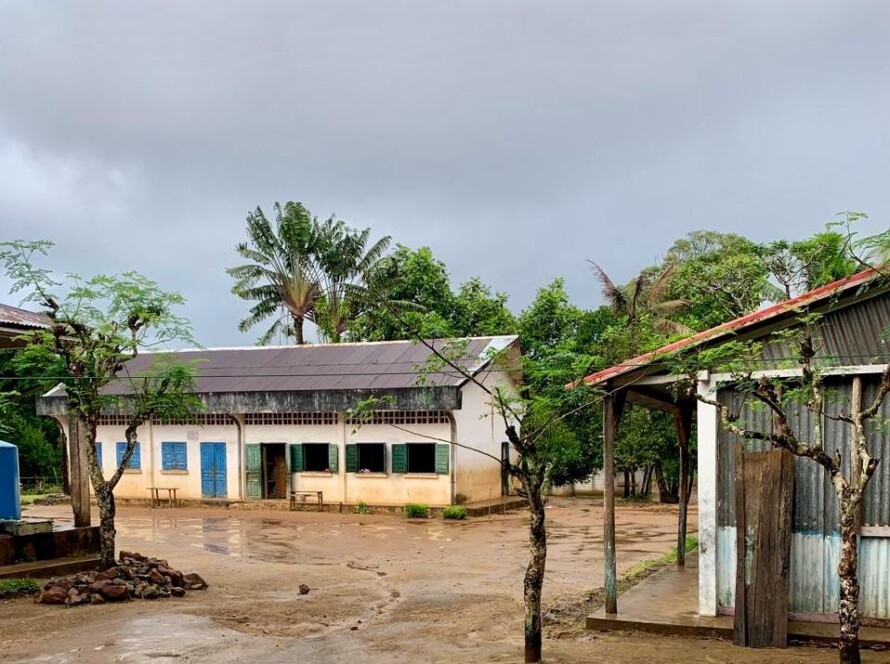 School grounds in rain village east coast Ile Sainte Marie Madagascar