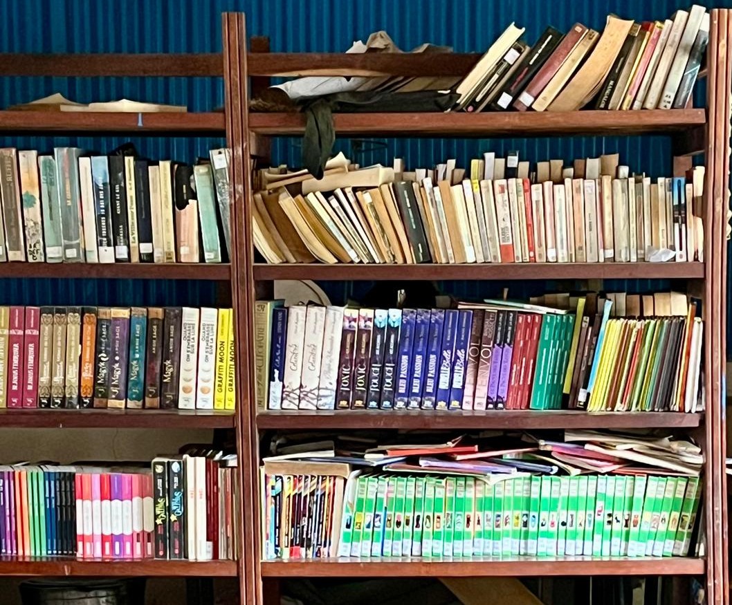 Books in a school classroom Madgascar Ile Sainte Marie