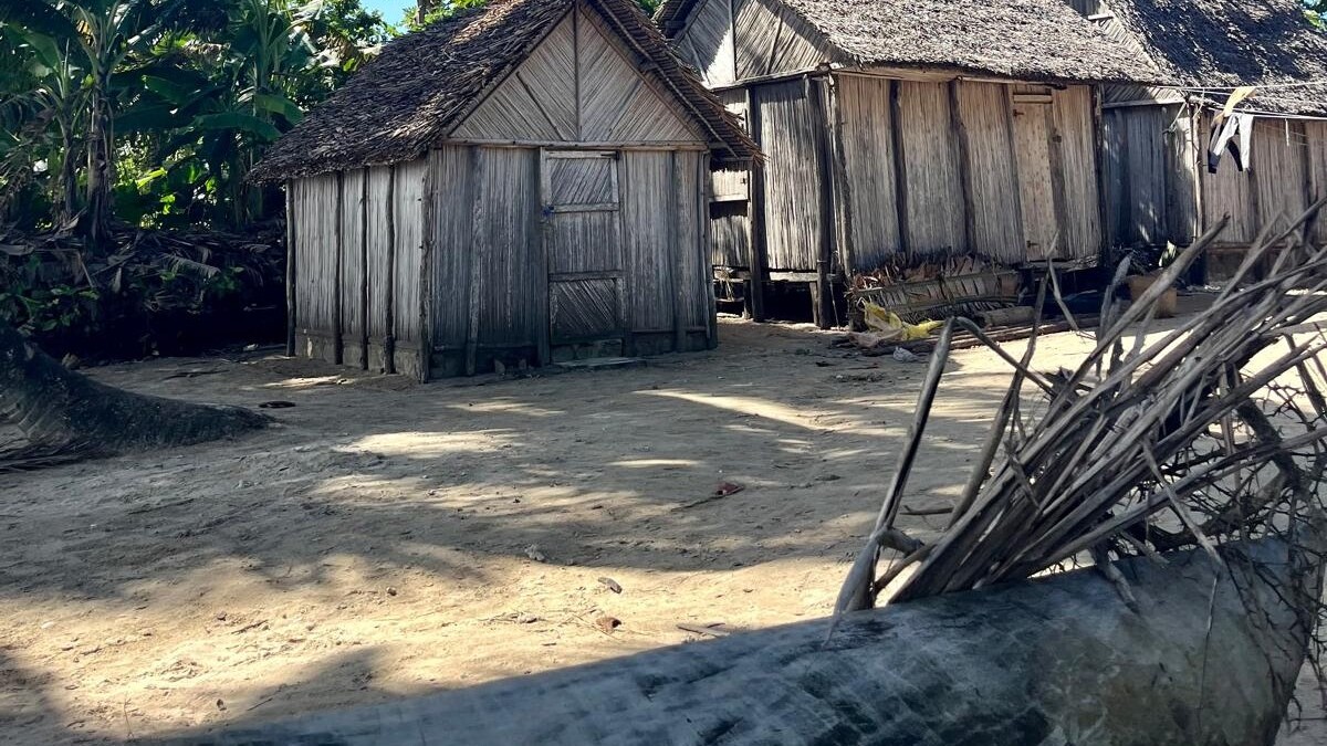 Huts in village east coast Ile Sainte Marie Madagascar