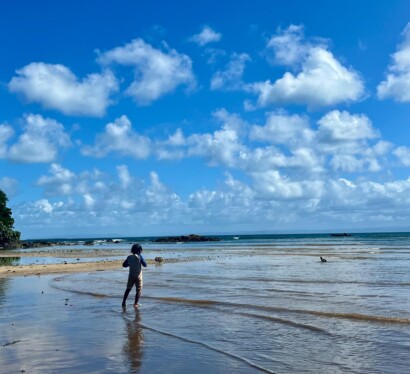 Little girl on the beach Ile Sainte Marie Madagascar