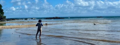 Little girl on the beach Ile Sainte Marie Madagascar