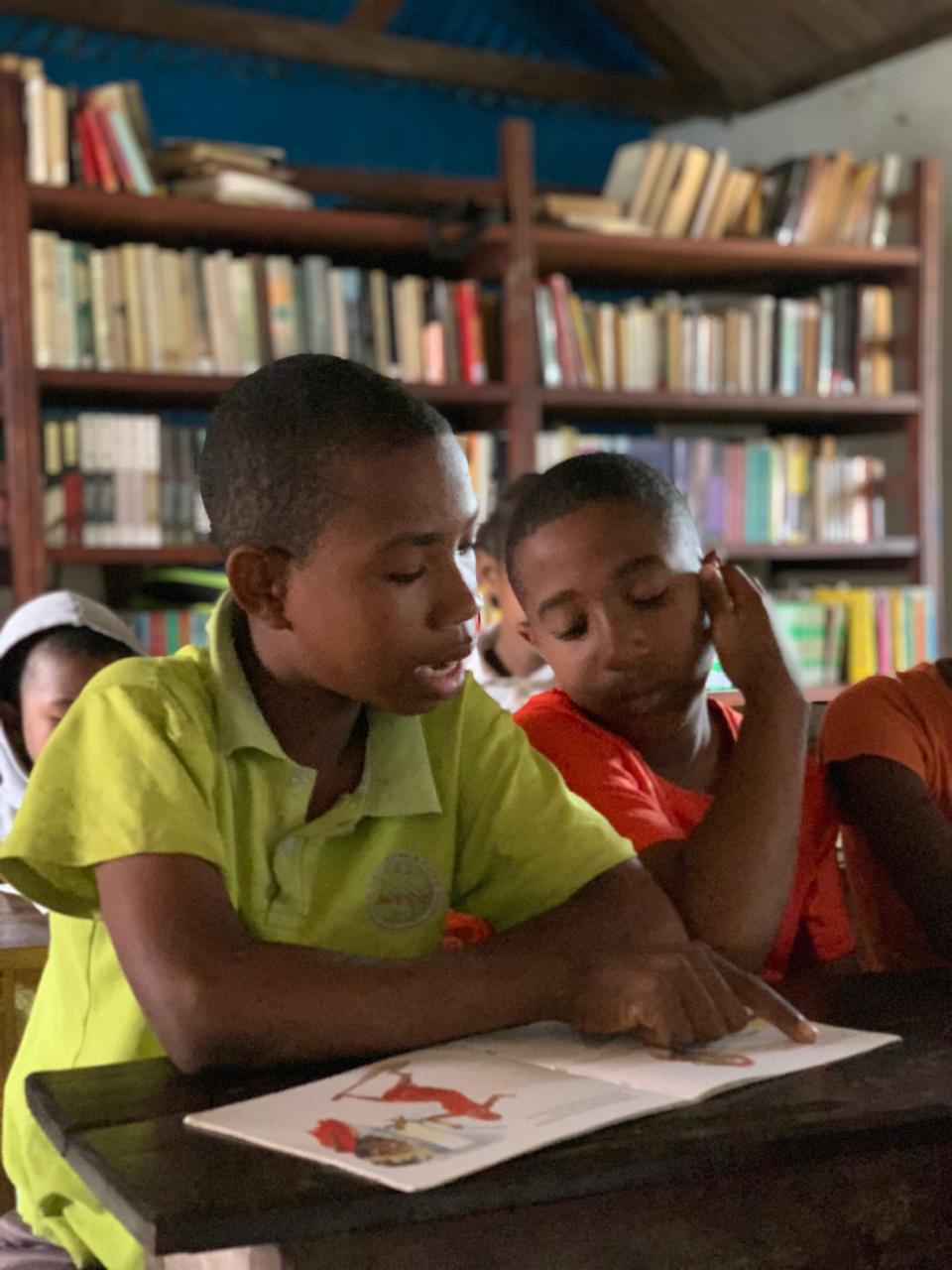 Boys studying Ile Sainte Marie Madagascar