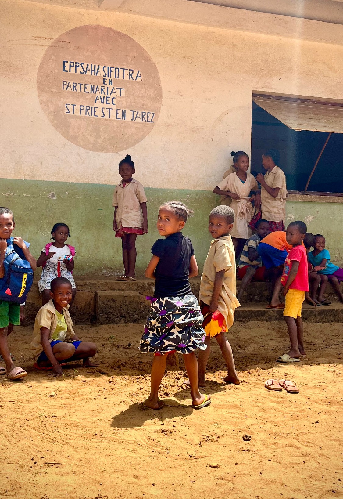 Children in the schoolyard at public school Sahasifotra east coast madagascar