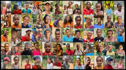 Collage of portraits of people from Ile Sainte Marie, both adults and children