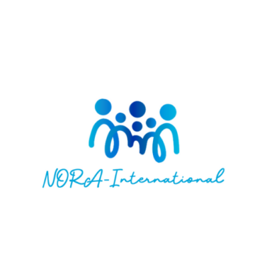 Logo Blue line drawing of big and small people